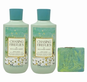 Bath & Body Works Chasing Fireflies 2 Pack Body Wash Bundle with a Fresh Forest Bar Soap - Full Size