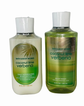 Bath & Body Works Coconut Lime Verbena Body Lotion and Body Gel Wash 2 Piece Set
