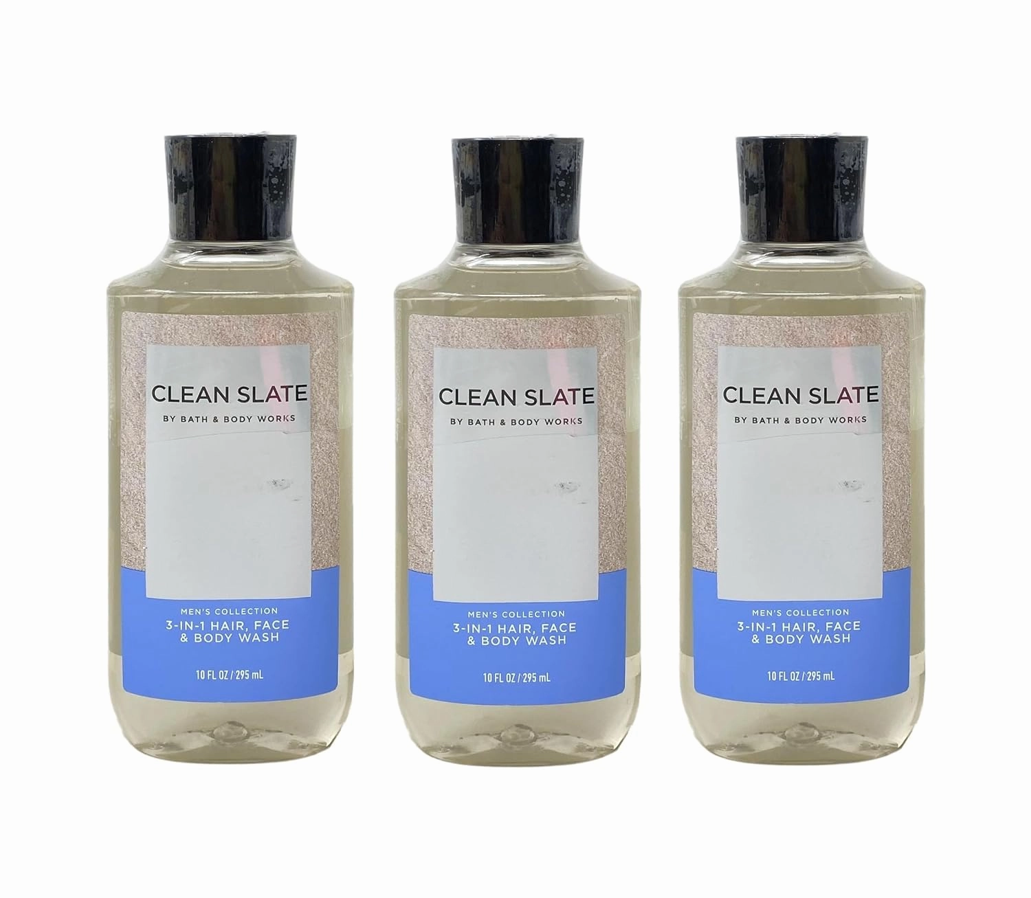 Bath & Body Works Men's Collection Clean Slate 3-in-1 Hair, Face & Body Wash 3 Pack Bundle - 10 fl oz / 295 mL each