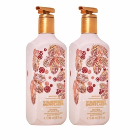 Bath & Body Works Strawberry Snowflakes Cleansing Gel Hand Soap 2 Pack 8 oz. (Strawberry Snowflakes), Total : 16.0 Fl Oz