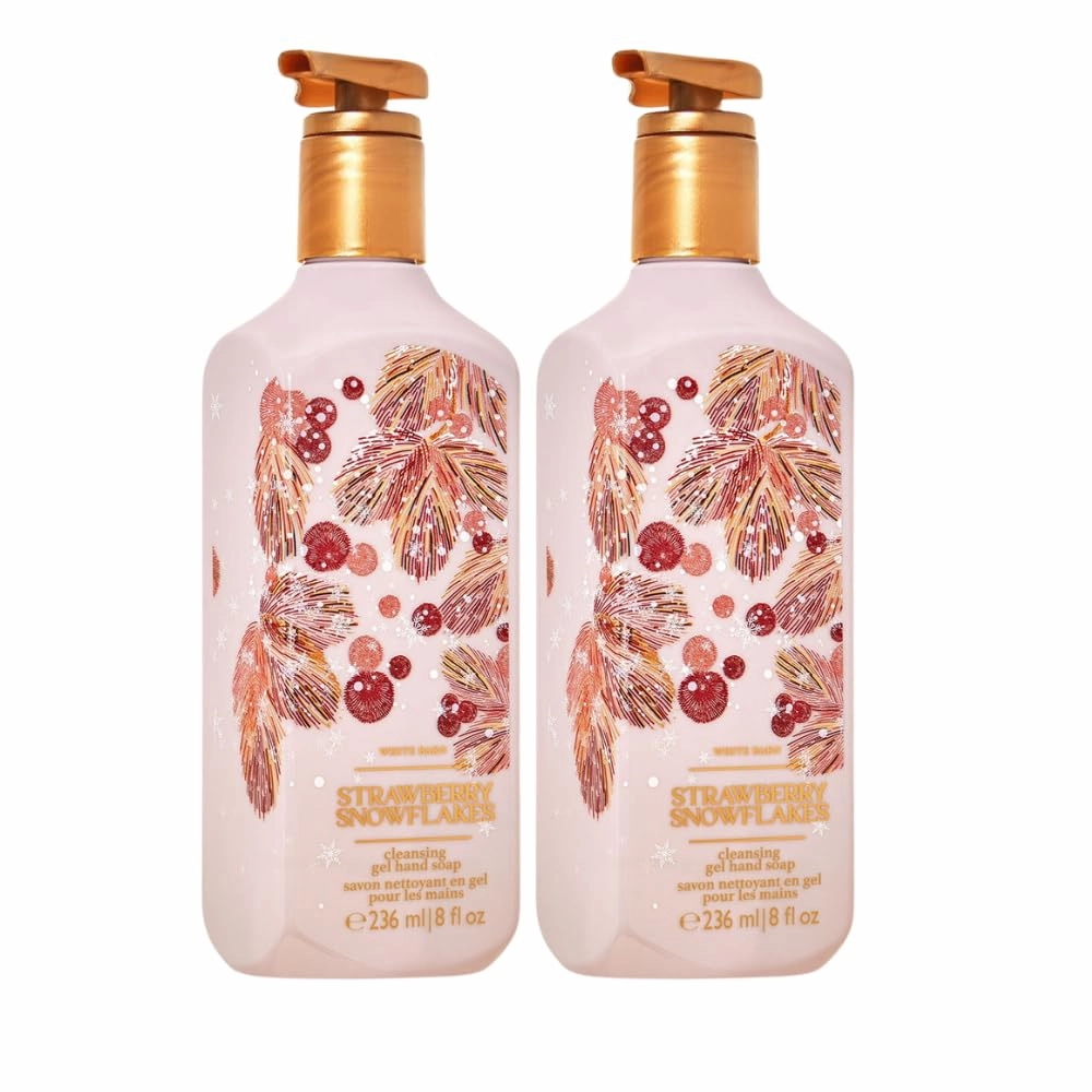 Bath & Body Works Strawberry Snowflakes Cleansing Gel Hand Soap 2 Pack 8 oz. (Strawberry Snowflakes), Total : 16.0 Fl Oz