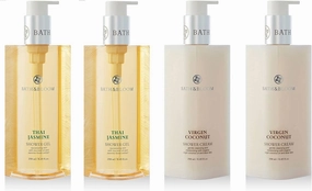 Bath and Bloom Jasmine Shower Gel and Virgin Coconut Shower Cream Set.