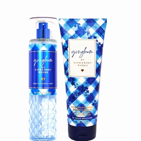 Bath and Body Dressed in White - 2 Pack GIFT SET of Fragrance Mist and Body Cream (Full Size - 8 OZ) (Gingham Mist & Cream (Pack of 2))