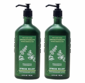 Bath and Body Work Aromatherapy Stress Relief EUCALYPTUS   SPEARMINT 2 Pack Moisturizing Body Lotion Set - 6.5 fl oz / 192 mL each, Green