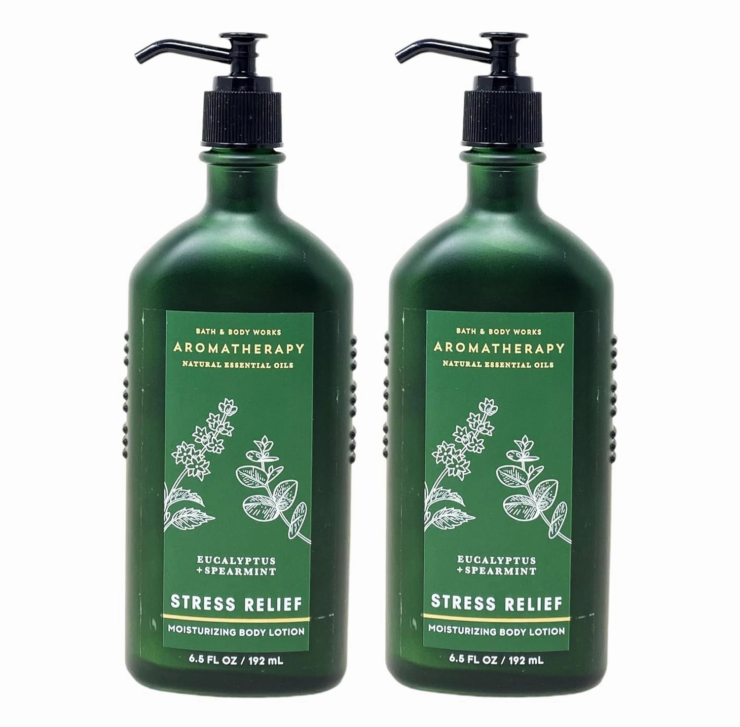 Bath and Body Work Aromatherapy Stress Relief EUCALYPTUS   SPEARMINT 2 Pack Moisturizing Body Lotion Set - 6.5 fl oz / 192 mL each, Green