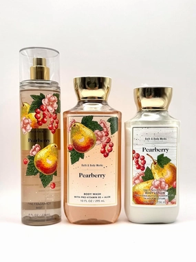 Bath and Body Work Pearberry Gift Set, Fine Fragrance Mist 8 FL OZ, Body Wash 10 FL OZ, Body Lotion 8 FL OZ