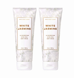 Bath and Body Works White Jasmine 2 Pack Ultra Shea Body Cream 8 Oz. (White Jasmine)