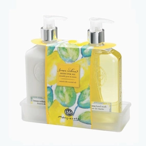 Bath Sink Gift Set Plant-Based Hand Wash Soap and Hydrating Shea Butter Aloe Lotion Moisturizer, 12 Fluid Ounces Each, Lemon Verbena