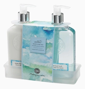 Bath Sink Gift Set Plant-Based Hand Wash Soap and Hydrating Shea Butter Aloe Lotion Moisturizer, 12 Fluid Ounces Each, Ocean