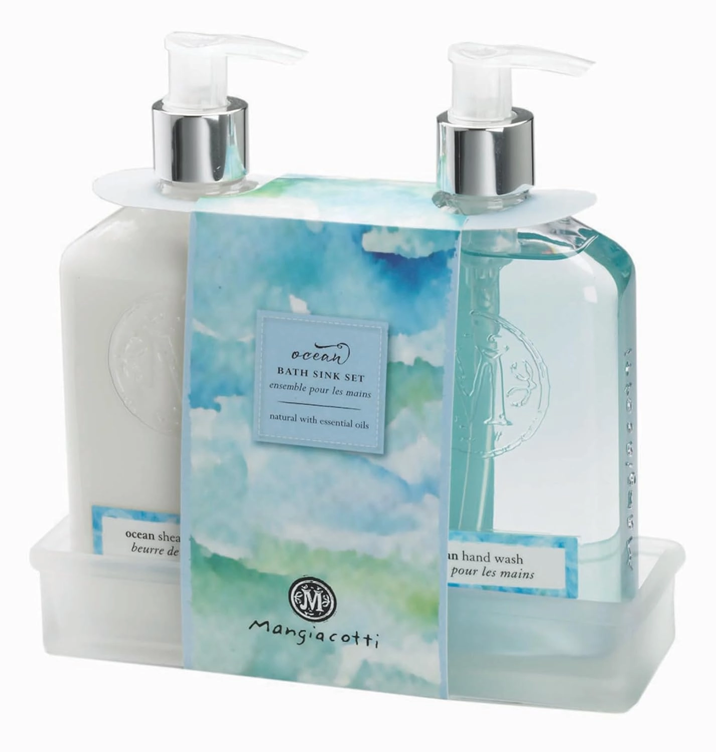 Bath Sink Gift Set Plant-Based Hand Wash Soap and Hydrating Shea Butter Aloe Lotion Moisturizer, 12 Fluid Ounces Each, Ocean