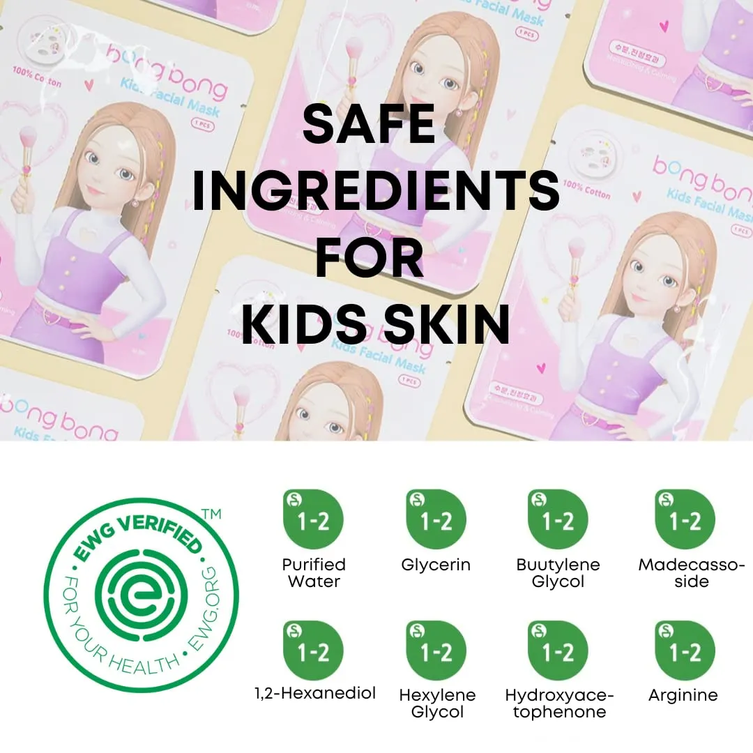 BB Kids Face Masks Spa 5-Pack With Spa Headband | Kids Facial Masks for Girls With 100% Cotton Sheets | Princess Facial Mask for Kids Spa Party Birthday Sleepover (5-Pack with Pink Band)