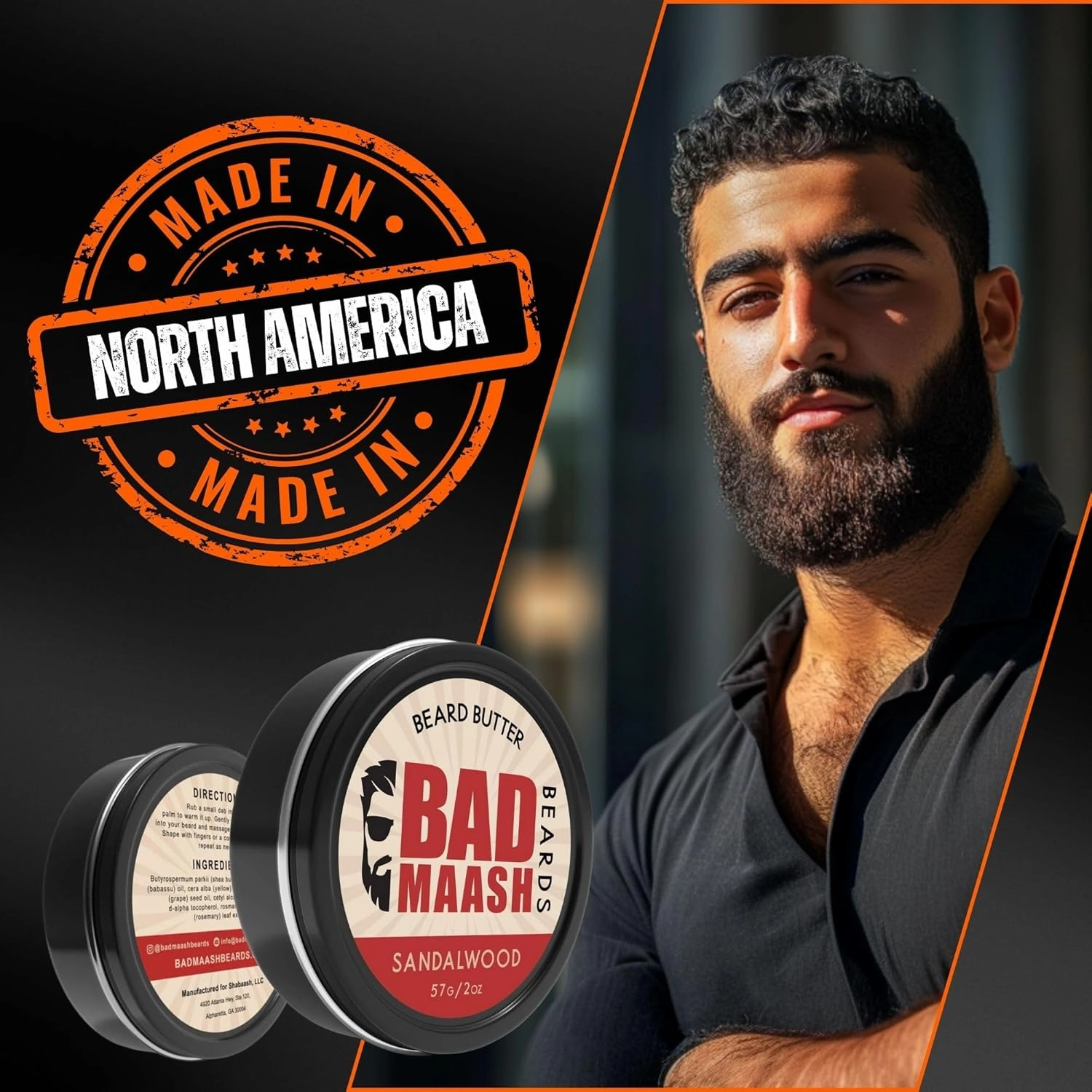 Beard Butter | Made in North America | 2oz Tin Infused with All-Natural Shea Butter Ingredients | Extra Conditioning & Soothing Beard Butter for All Beard Types & Lengths (Sandalwood)