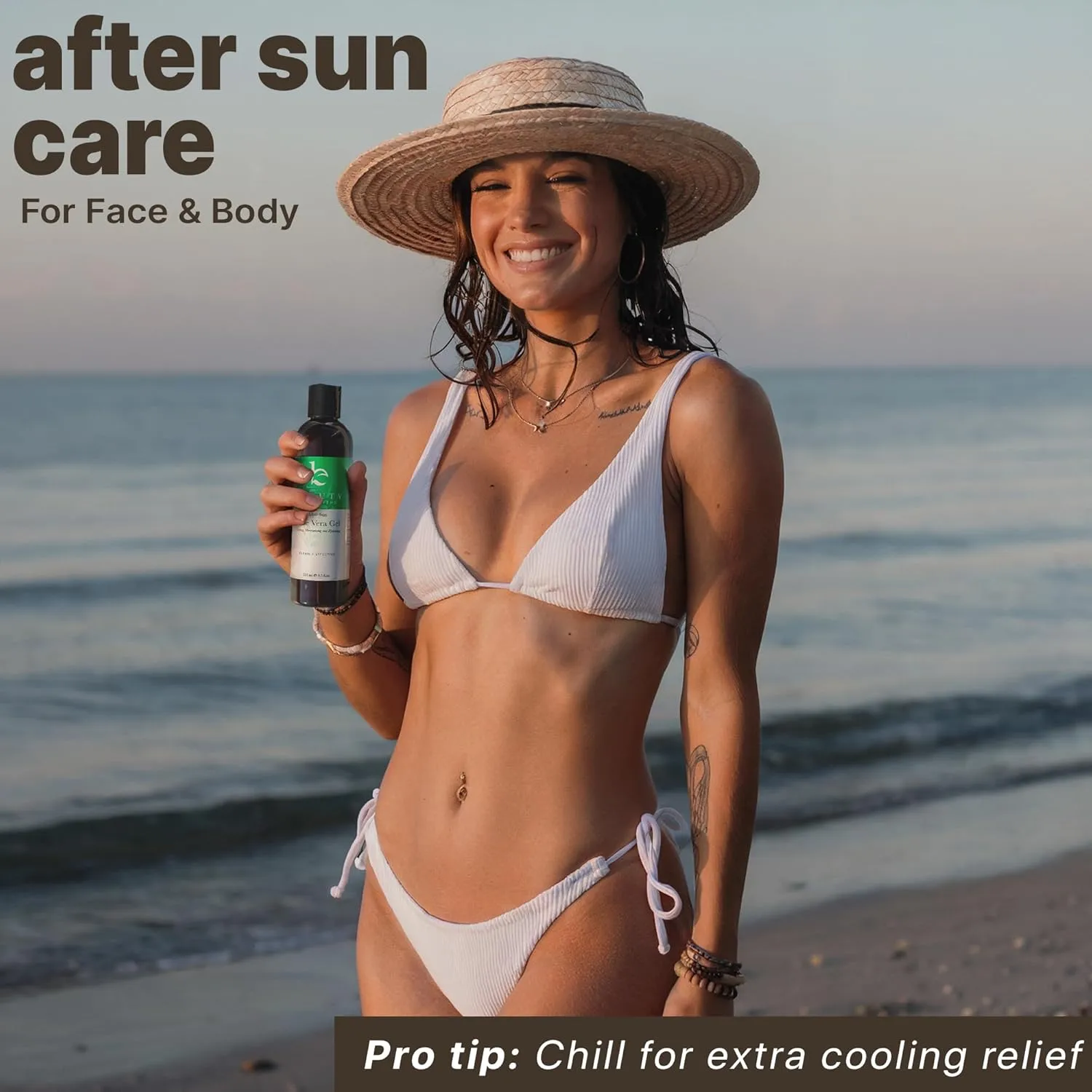 Beauty by Earth Aloe Vera Gel - USA Made with Natural & Organic Ingredients, Pure Aloe Vera Plant Gel for Face Mask, Hair & Skin with Vitamin C & E, Soothing and Cooling for Sunburn & After Sun Care
