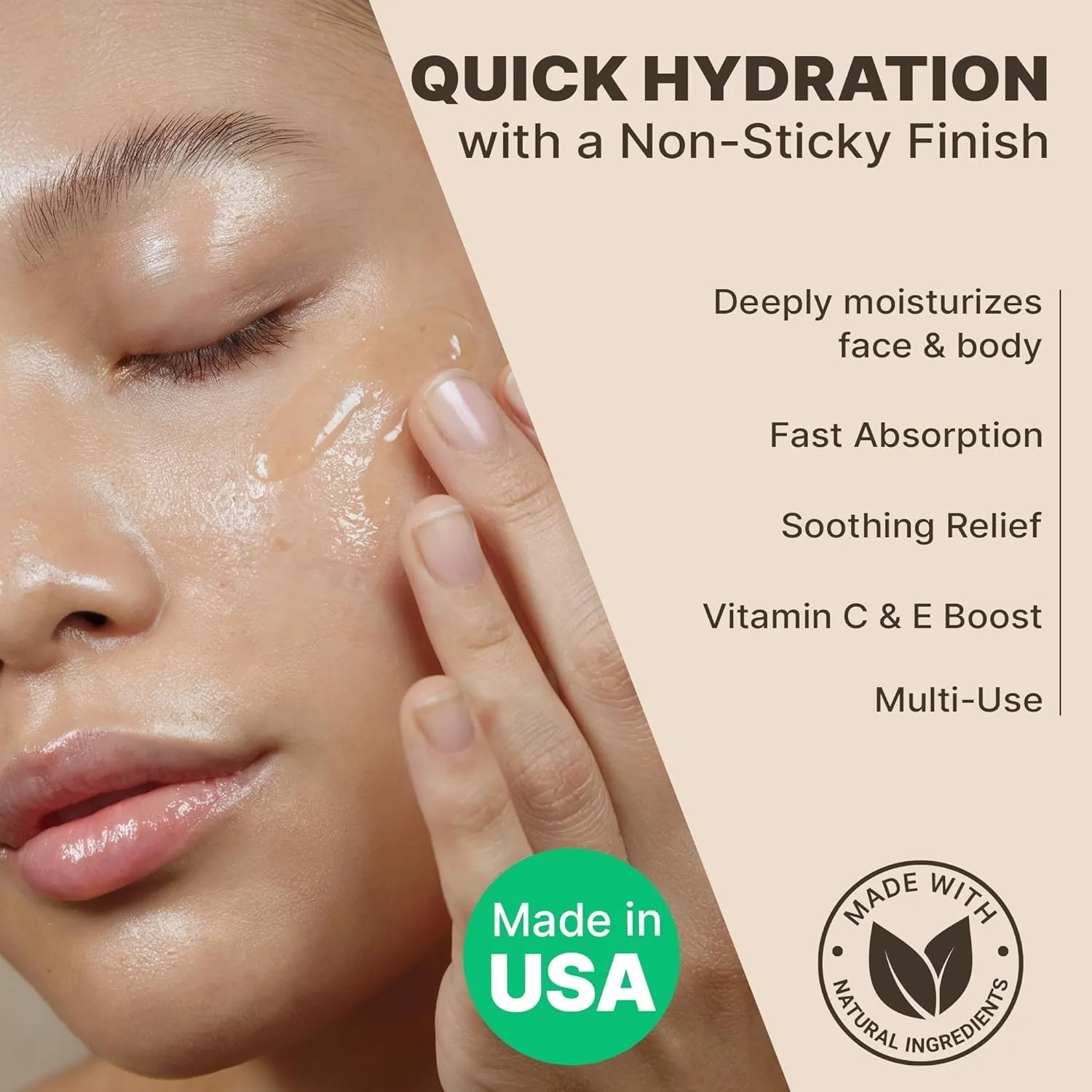 Beauty by Earth Aloe Vera Gel - USA Made with Natural & Organic Ingredients, Pure Aloe Vera Plant Gel for Face Mask, Hair & Skin with Vitamin C & E, Soothing and Cooling for Sunburn & After Sun Care