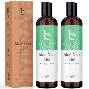 Beauty by Earth Aloe Vera Gel - USA Made with Natural & Organic Ingredients, Pure Aloe Vera Plant Gel for Face Mask, Hair & Skin with Vitamin C & E, Soothing and Cooling for Sunburn & After Sun Care
