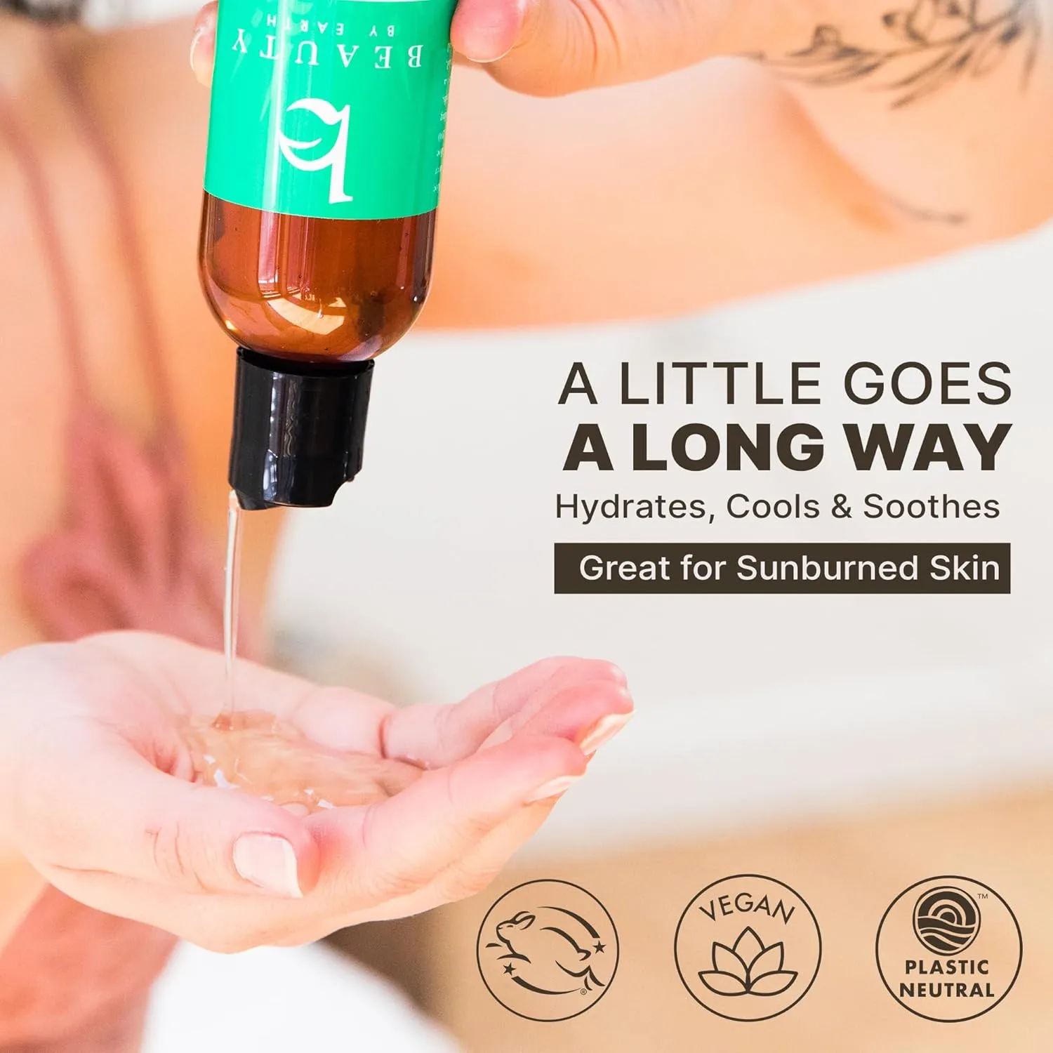 Beauty by Earth Aloe Vera Gel - USA Made with Natural & Organic Ingredients, Pure Aloe Vera Plant Gel for Face Mask, Hair & Skin with Vitamin C & E, Soothing and Cooling for Sunburn & After Sun Care