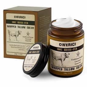 Beef Tallow for Skin, for Skin (5.3 Oz), Tallow Face Moisturizer, 100% Grass Fed and Finished, Deeply Moisturizing for Face & Body, Natural Care for Soft Supple (Brown, Extra Large)