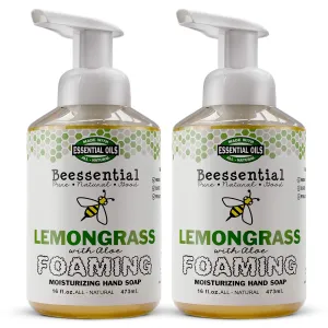 Beessential All Natural Bulk Foaming Hand Soap Refill, 16 oz 2 Pack Lemongrass | Made with Moisturizing Aloe & Honey - Made in the USA