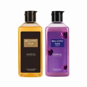 Bel.la V.ita Luxury KLUB Man and Date Woman Body Wash Refreshing Shower Gel for Deep Cleansing, Hydrating & Moisturising Skin with Aloe Vera, 250ml Each