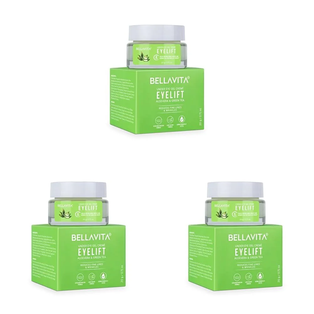 Bell Vitaa Organic EyeLift Hydrating Natural Under Eye Cream Gel for Dark Circles, Puffy Eyes, Wrinkles & Removal of Fine Lines for Women & Men, 20 gm (Pack of 3)