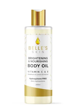 Belle's Skin - Brightening & Nourishing Body Oil | Vitamin A, C & E | Moisturize, Brighten and Even Skin Tone