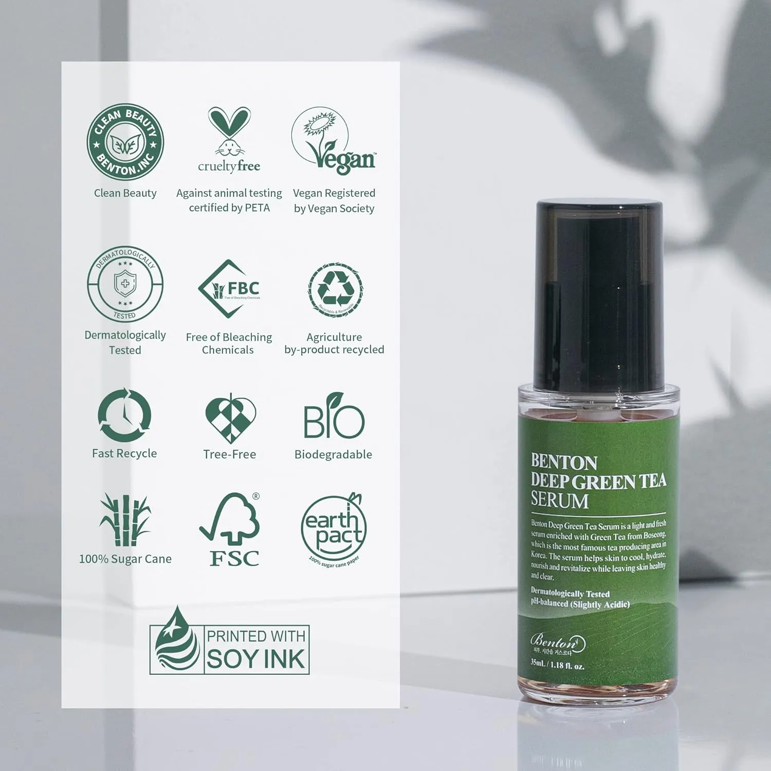 BENTON Deep Green Tea Serum 30ml (1.01 fl.oz.)_new - Nourishing & Hydrating Facial Serum for Oily and Sensitive Skin, Skin Soothing