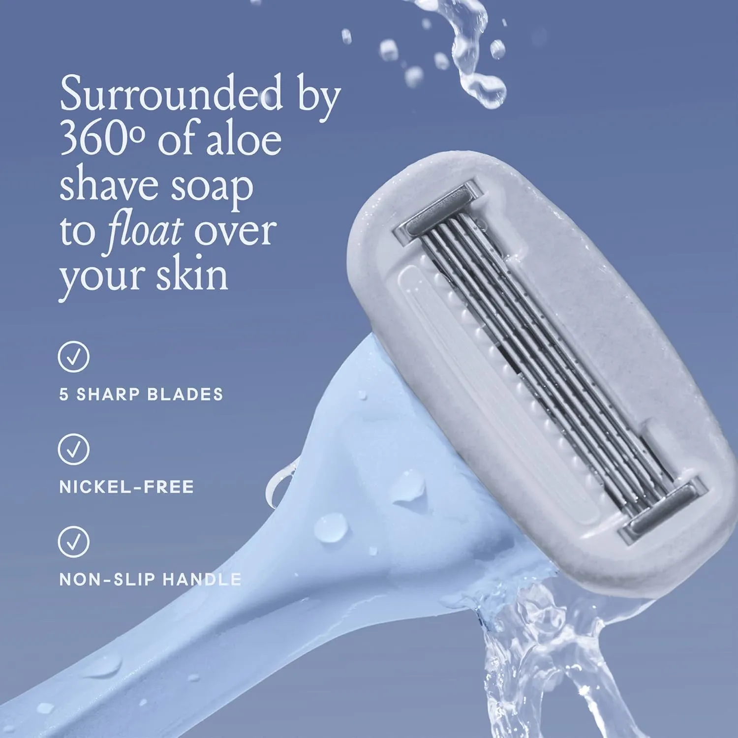 Billie Razors for Women Shave Kit – Women’s Razor   4 x 5-Blade Razor Refills   Magnetic Holder – Cool Blue & Whipped Shave Cream - Lavender & Bergamot Scent - 6.5 fl oz