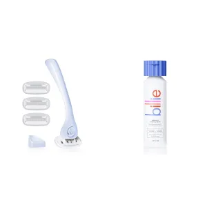 Billie Razors for Women Shave Kit – Women’s Razor   4 x 5-Blade Razor Refills   Magnetic Holder – Cool Blue & Whipped Shave Cream - Lavender & Bergamot Scent - 6.5 fl oz