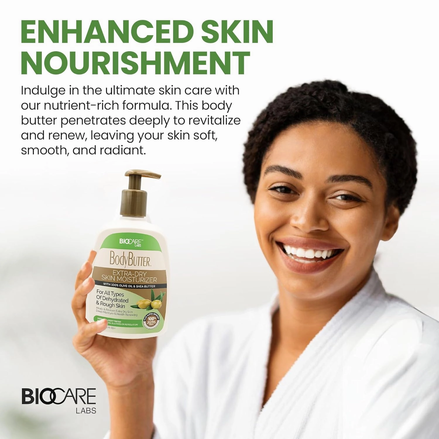 Biocare Labs Moisturizing Body Butter - Body Cream With Natural Shea Butter, Olive Oil, and Vitamin E - Instantly Penetrates and Deeply Renews Skin - Lotion Designed For Dry Skin- 16 OZ