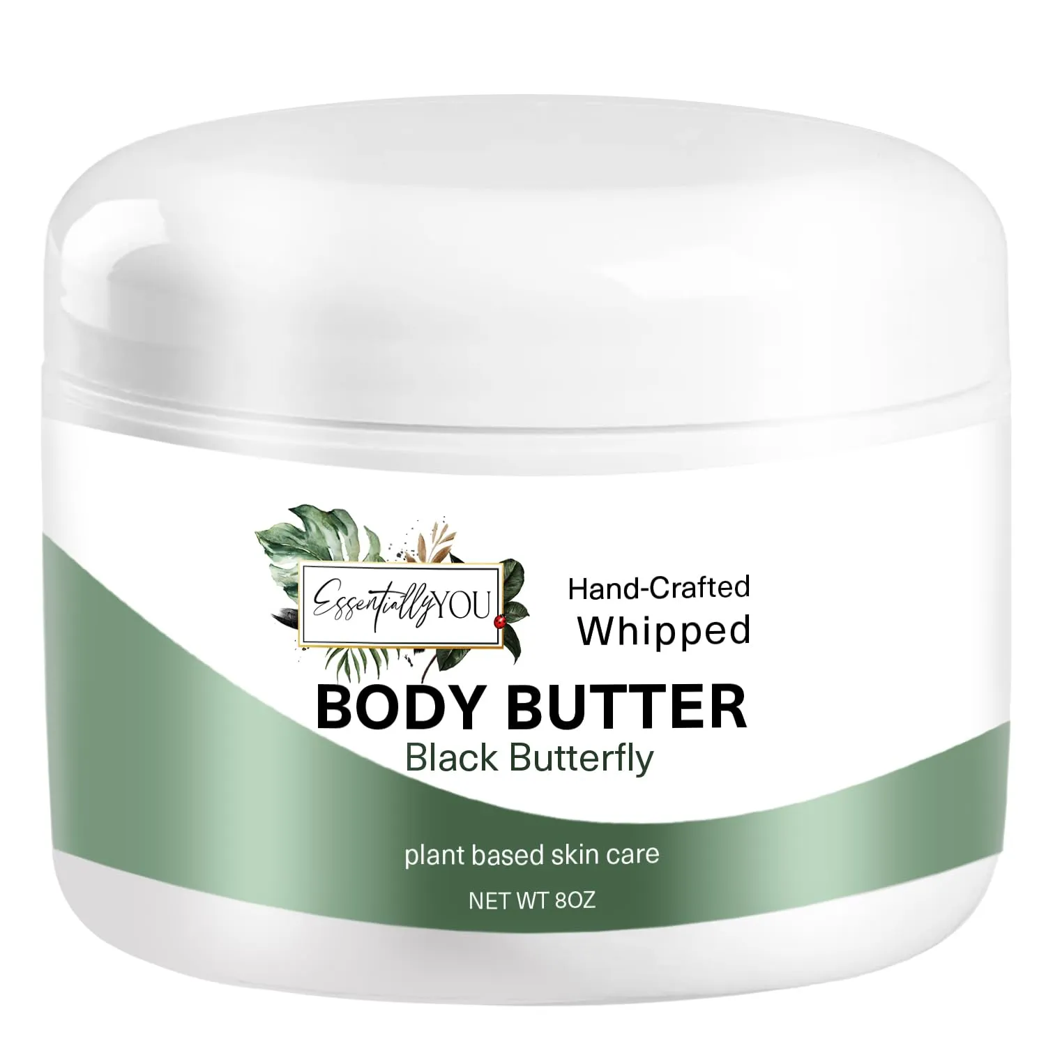 Black Butterfly: Strawberry,Green Apple, Apricot, Jasmine,Vanilla, Whipped Body Butter| Nourishing Mango Butter, Grapeseed Oil, Rosehip Oil, Vitamin E |Moisturizer for Body, Feet & Hands 8oz.