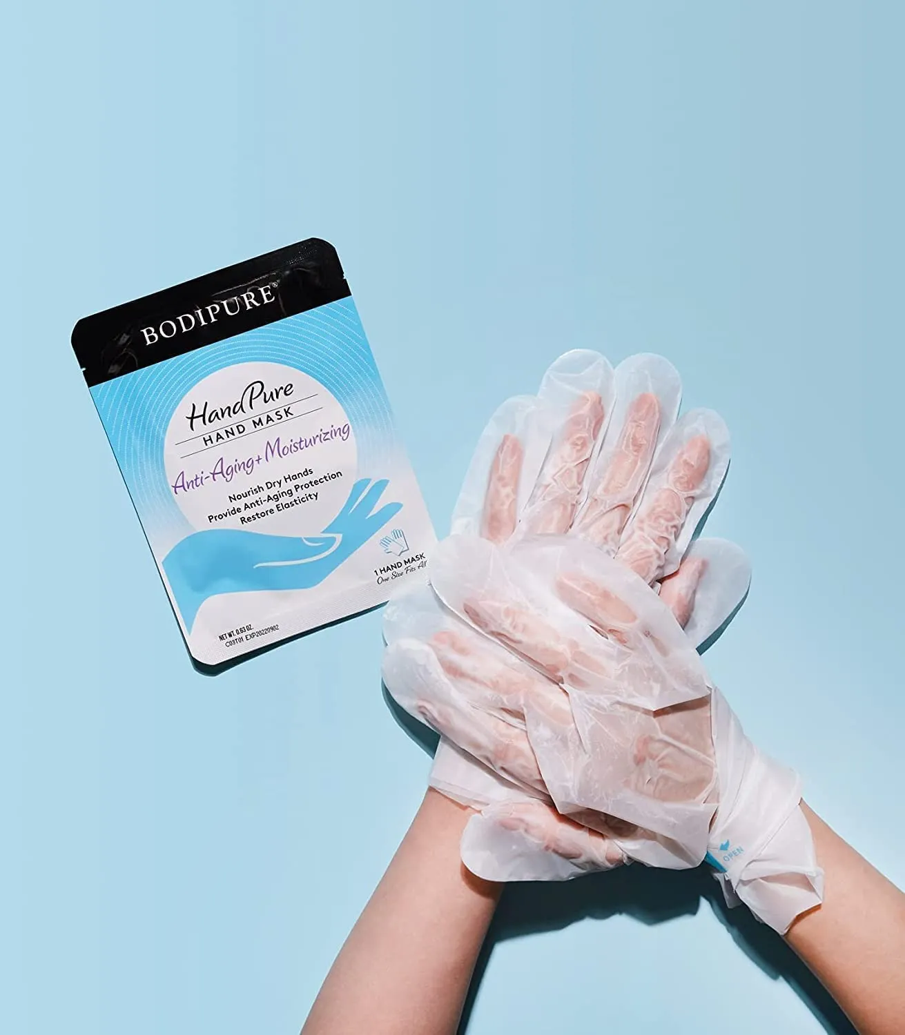 Bodipure HandPure Hand Mask - Intensive Repairing Treatment for Dry Cracked Hands - Anti-aging Moisturizing Gloves - Repairs Rough and Extra Dry Hands, For Women and Men - 12 Pack