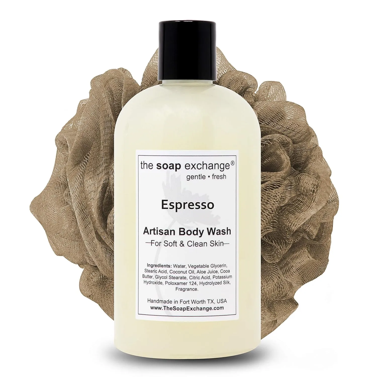 Body Wash - Espresso Scent - Hand Crafted 12 fl oz / 354 ml Natural Artisan Liquid Soap for Hand, Face & Body, Shower Gel, Cleanse, Moisturize, & Protect. Made in the USA.