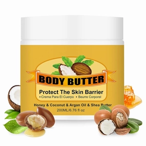 Body Butter - Body Lotion with Honey & Coconut, Ultra Hydrating, Nourishing Moisturizer for Dry Skin, Natural Scent, Silky Smooth Formula for All Types 7.05 oz