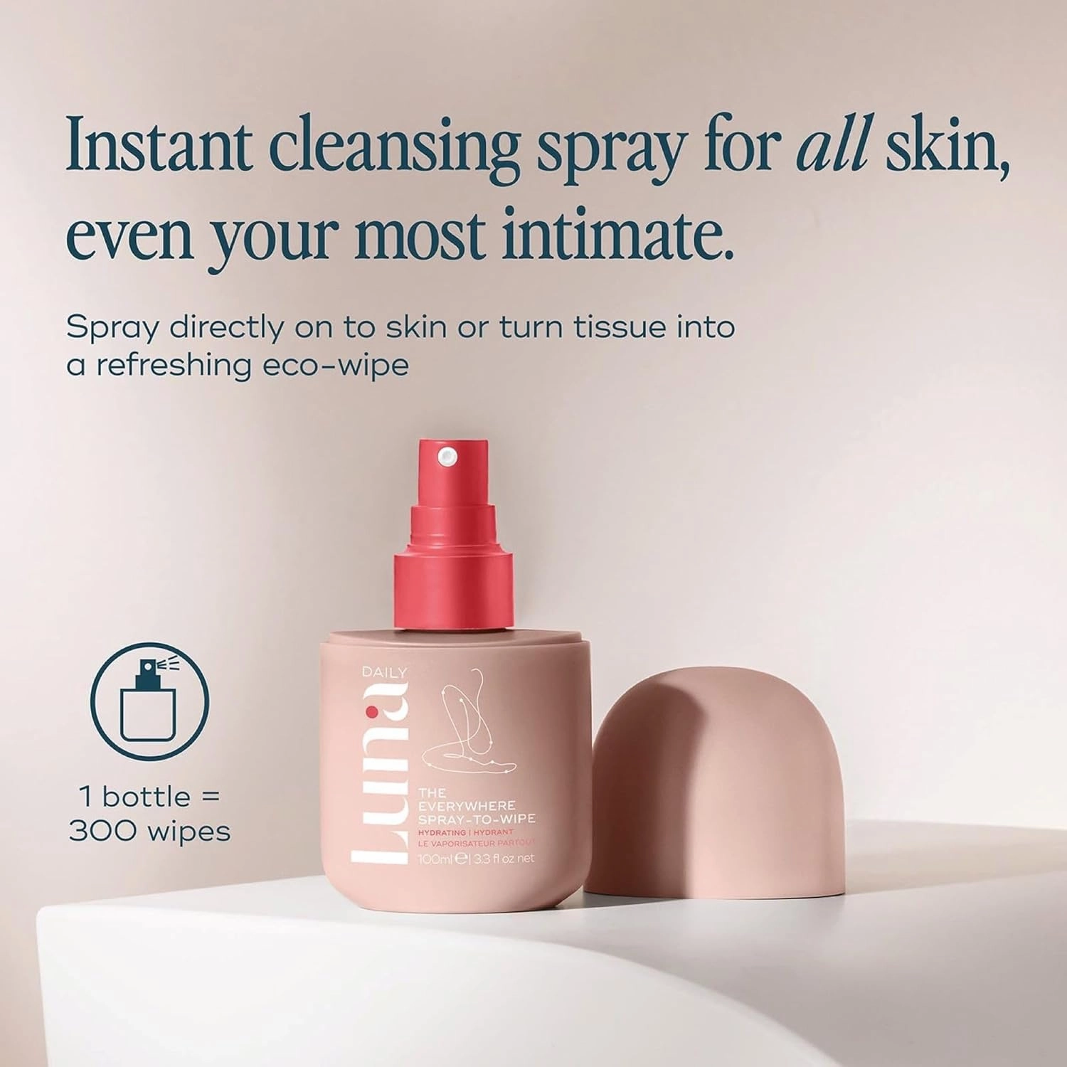 Body Cleansing Spray | Hydrating Feminine & Body Mist with Soft Cotton Scent | pH-Balanced, Gentle & Moisturizing | For Intimate Care, Underarms & Travel Freshness, 100ml