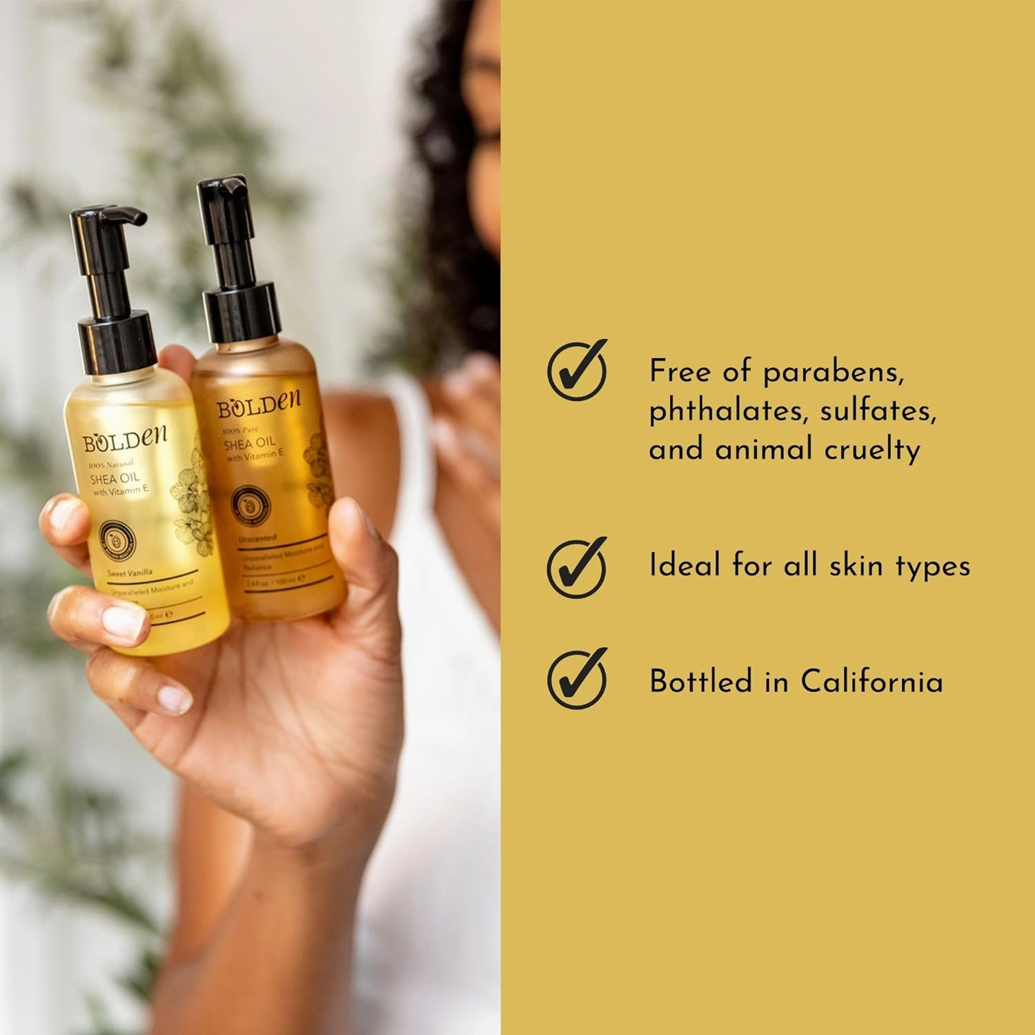 BOLDEN SHEA OIL with Vitamin E | 100% Natural | Unparalleled Moisture & Radiance for Skin & Hair | Sweet Vanilla Scented | 3.4 fl oz
