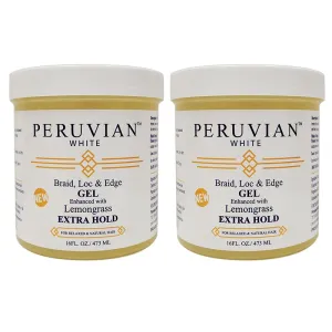 Braid, Loc, and Edge Gel EXTRA HOLD for Relaxed & Natural Hair, 16 oz. (Lemongrass) (Pack of 2)