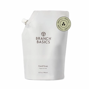 Branch Basics Gel Hand Soap Refill – 32oz Pouch | Plant & Mineral-Based Formula with Aloe, Chamomile & Meadowfoam Oil | Fragrance-Free, Gentle & Safe for Sensitive Skin