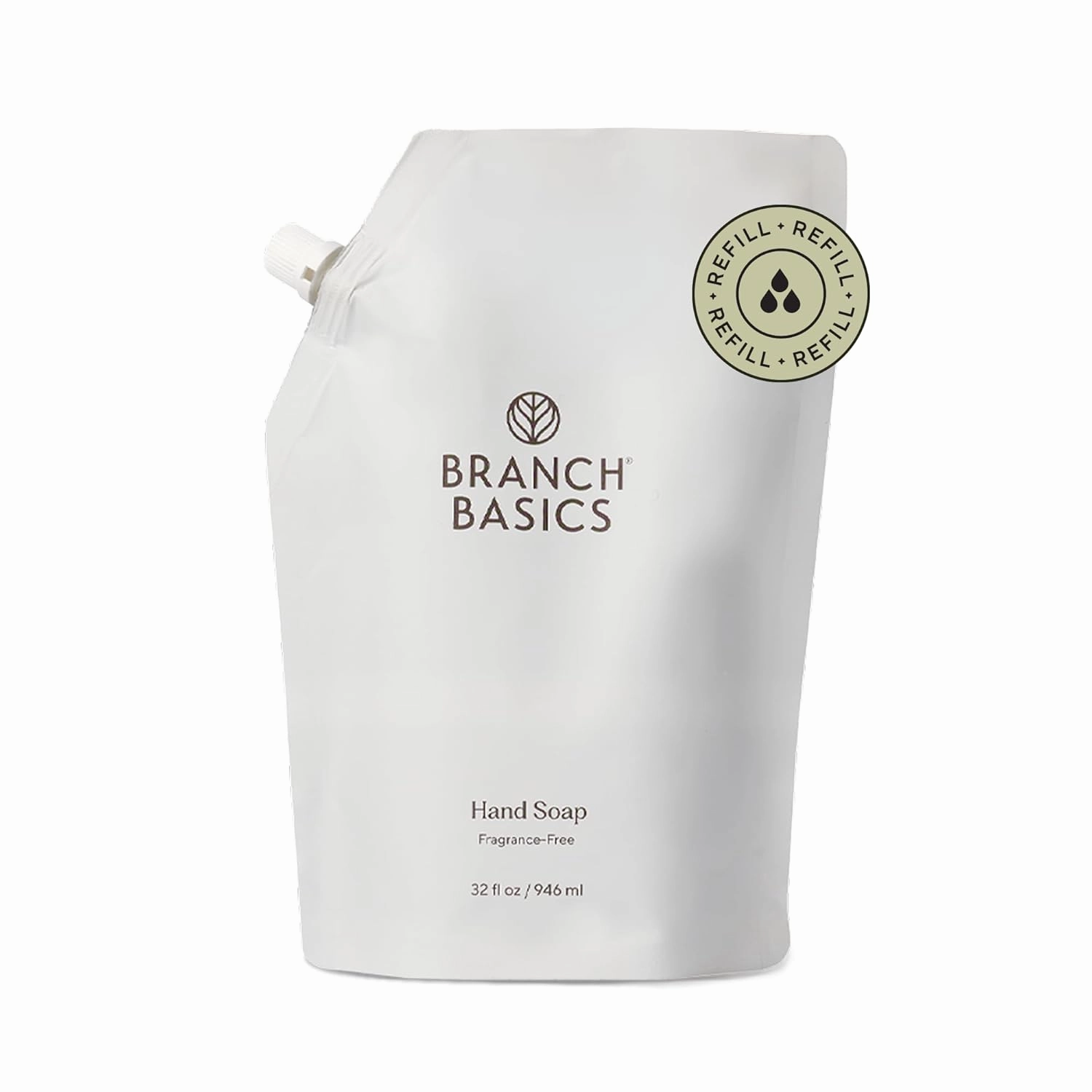 Branch Basics Gel Hand Soap Refill – 32oz Pouch | Plant & Mineral-Based Formula with Aloe, Chamomile & Meadowfoam Oil | Fragrance-Free, Gentle & Safe for Sensitive Skin