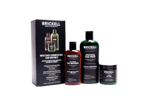 Brickell Men's Daily Advanced Face Care Routine II, Activated Charcoal Facial Cleanser, Facial Scrub, Face Moisturizer Lotion, Natural and Organic, Scented
