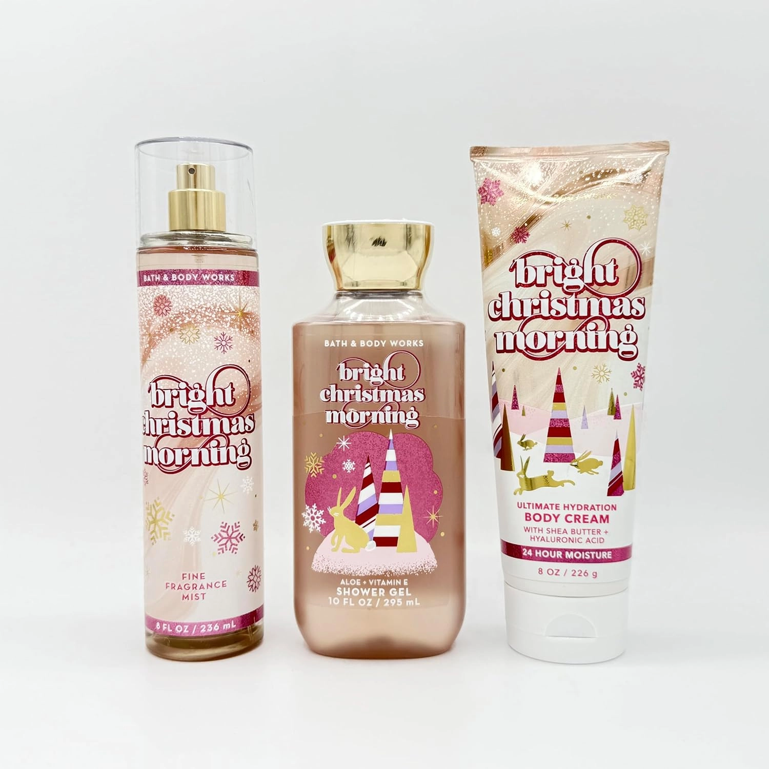 Bright Christmas Morning Bath and Body 3-Piece Bundle | Fine Fragrance Mist, Shower Gel and Ultimate Hydration Body Cream