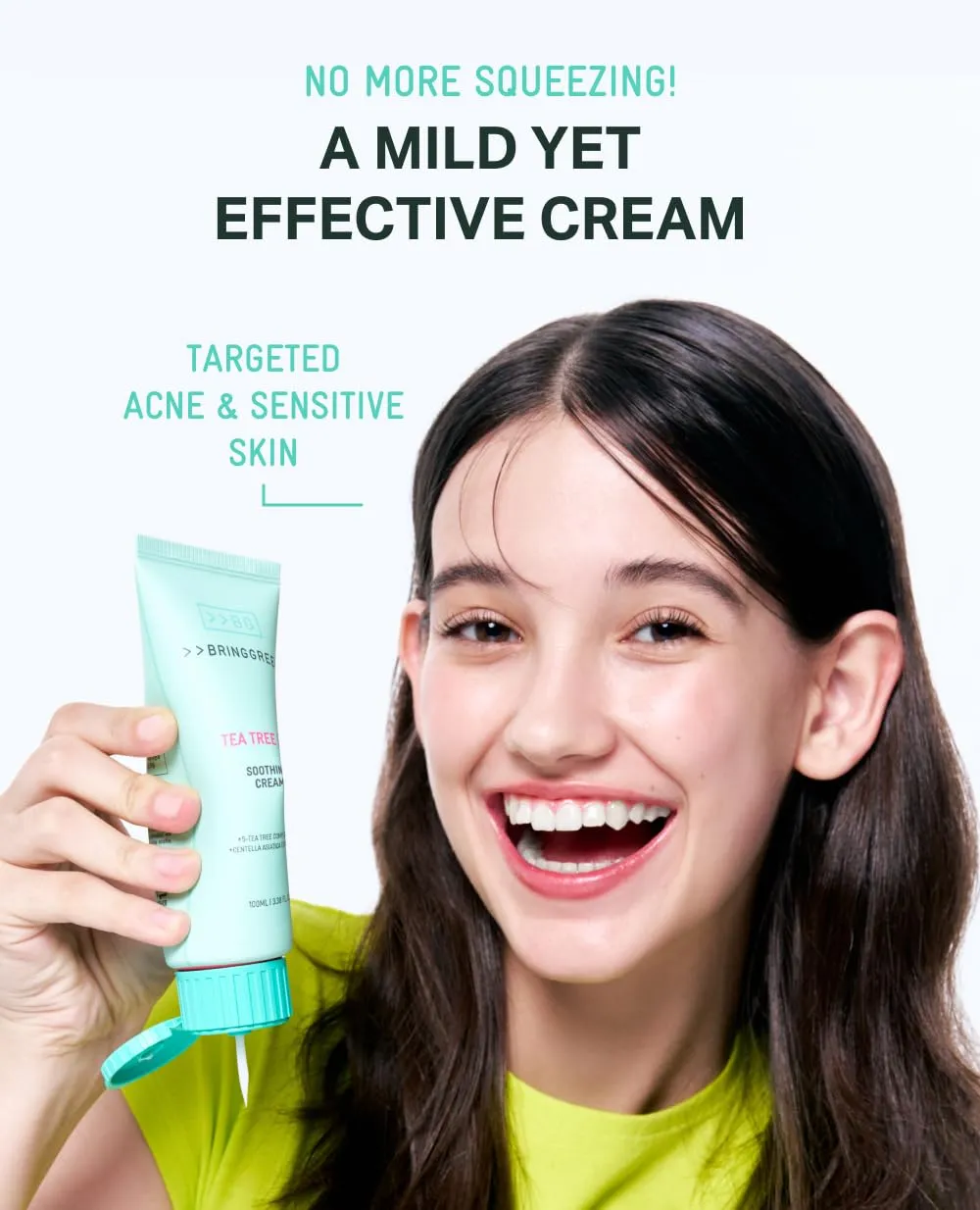 BRING GREEN Tea Tree Cica Soothing Cream Plus 100ml Korean Skin care, calming and soothing, moisturizer for skin, facial cream, trouble care, Blackhead Removing Pore care (Pack of 1)