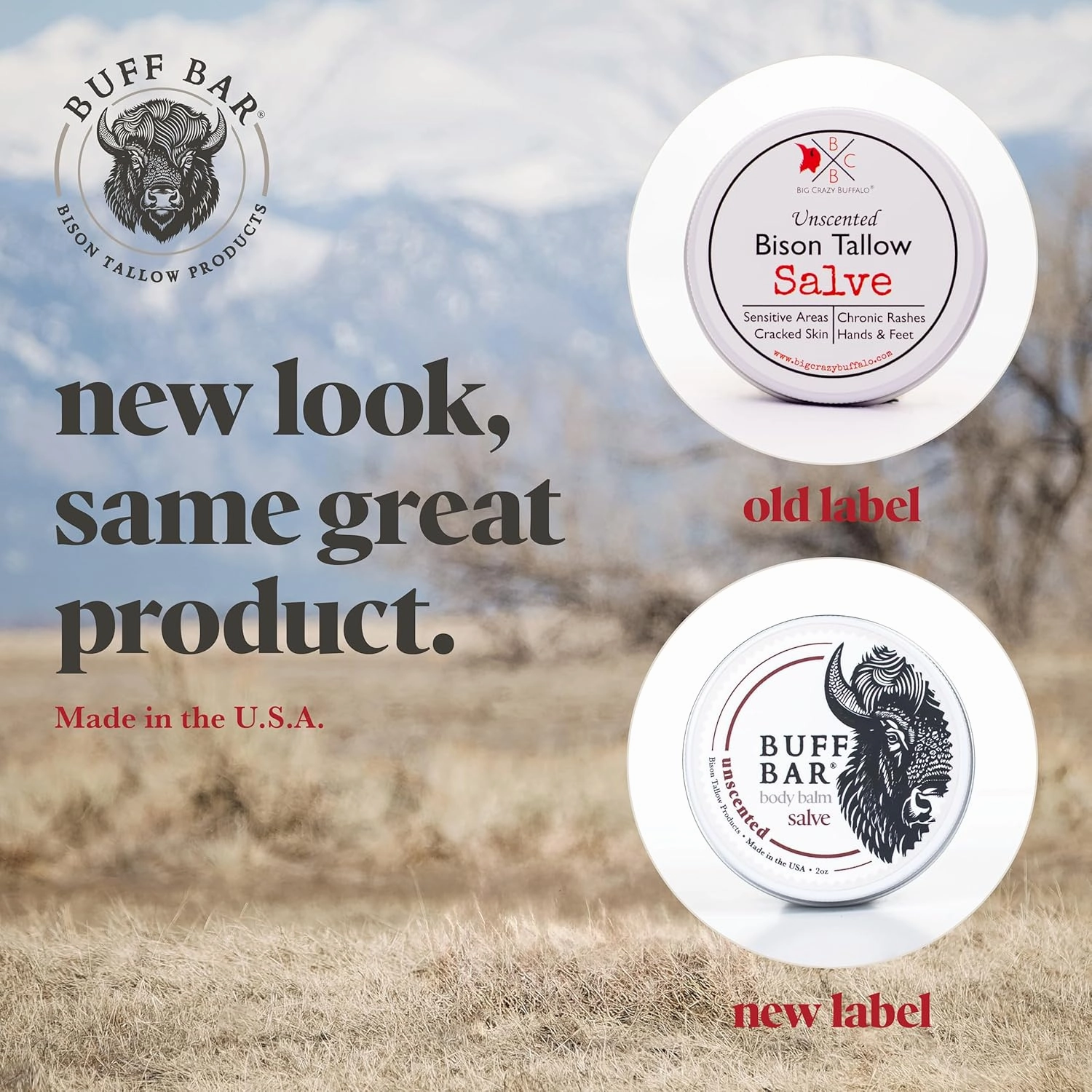 BUFF BAR Pure Bison Tallow Balm, Apple Moonshine - Scents of Apple, Cinnamon, & Orange - All Purpose, Body Butter, Hydrating, Naturally Derived, Replaces Lotion - For Dry, Itchy Skin