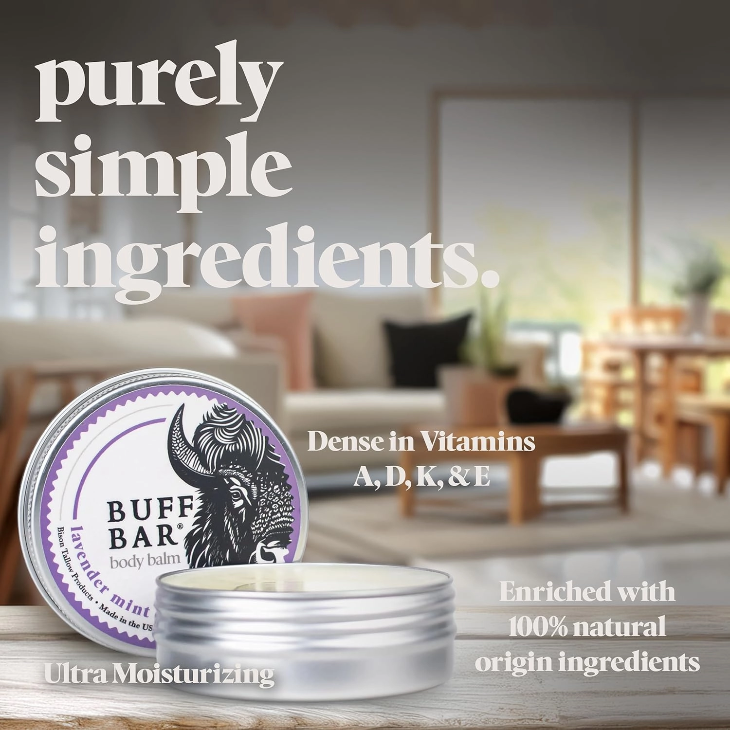 BUFF BAR Pure Bison Tallow Balm, Apple Moonshine - Scents of Apple, Cinnamon, & Orange - All Purpose, Body Butter, Hydrating, Naturally Derived, Replaces Lotion - For Dry, Itchy Skin
