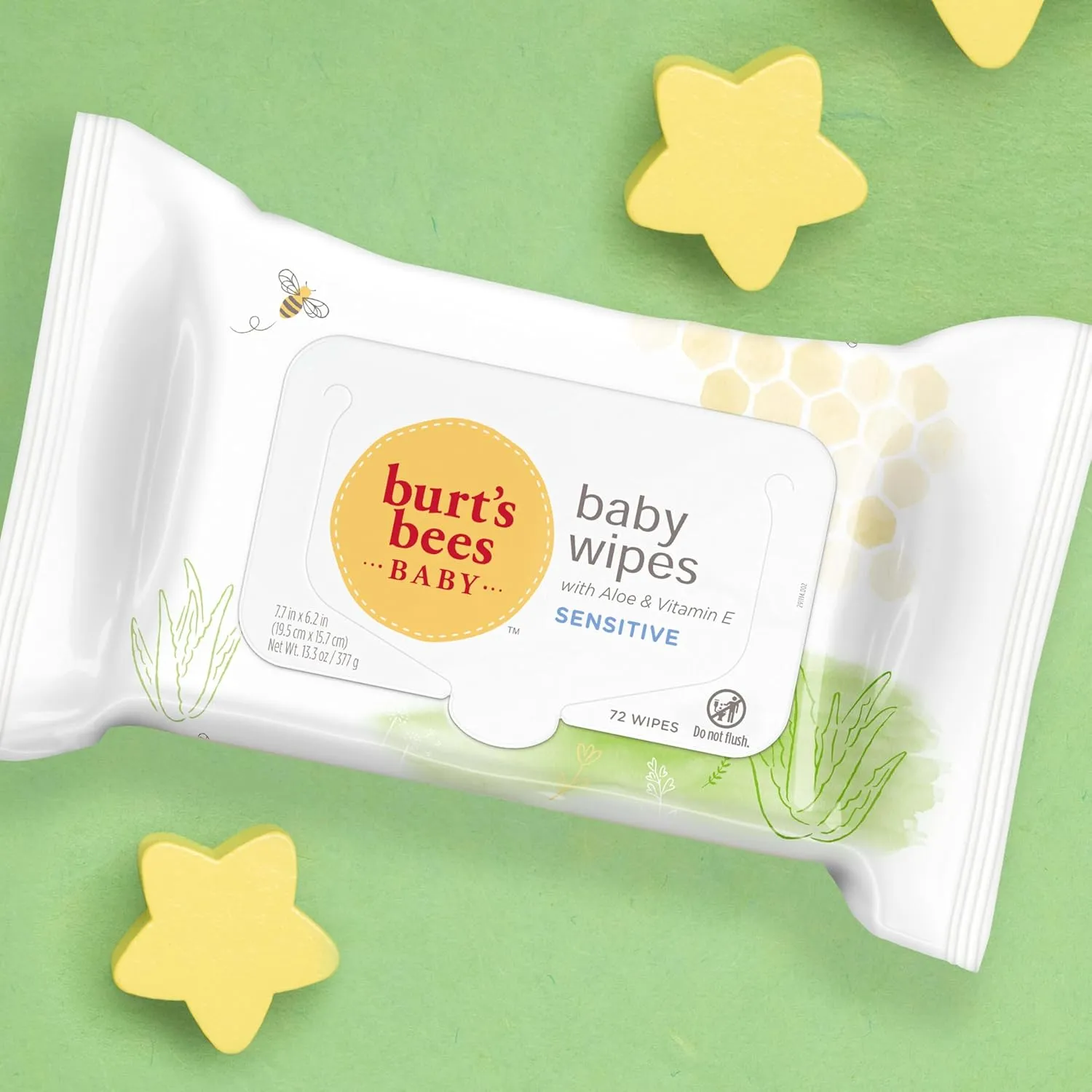 Burt’s Bees Baby Wipes, Unscented Natural for Sensitive Skin with Aloe and Vitamin E - 72 Baby Wipes – 10 Pack