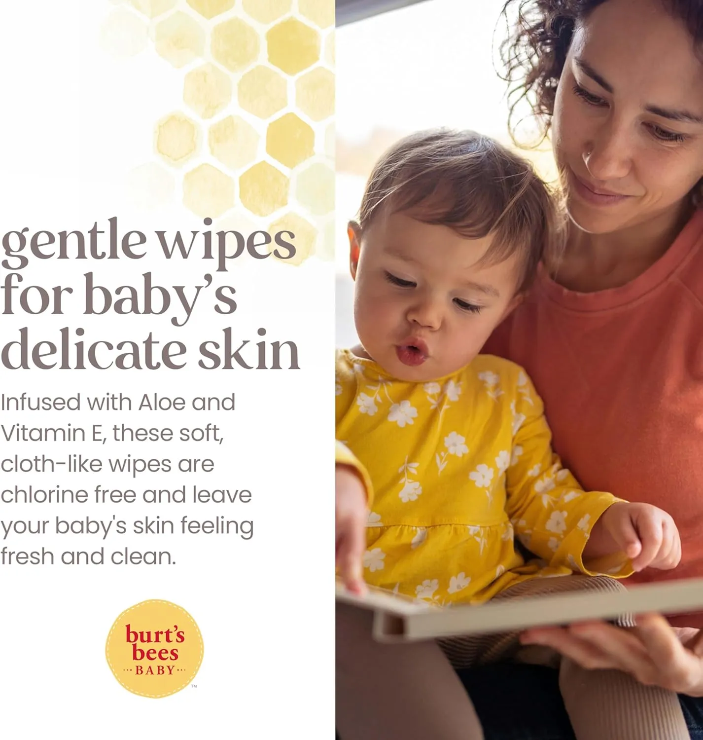 Burt’s Bees Baby Wipes, Unscented Natural for Sensitive Skin with Aloe and Vitamin E - 72 Baby Wipes – 10 Pack