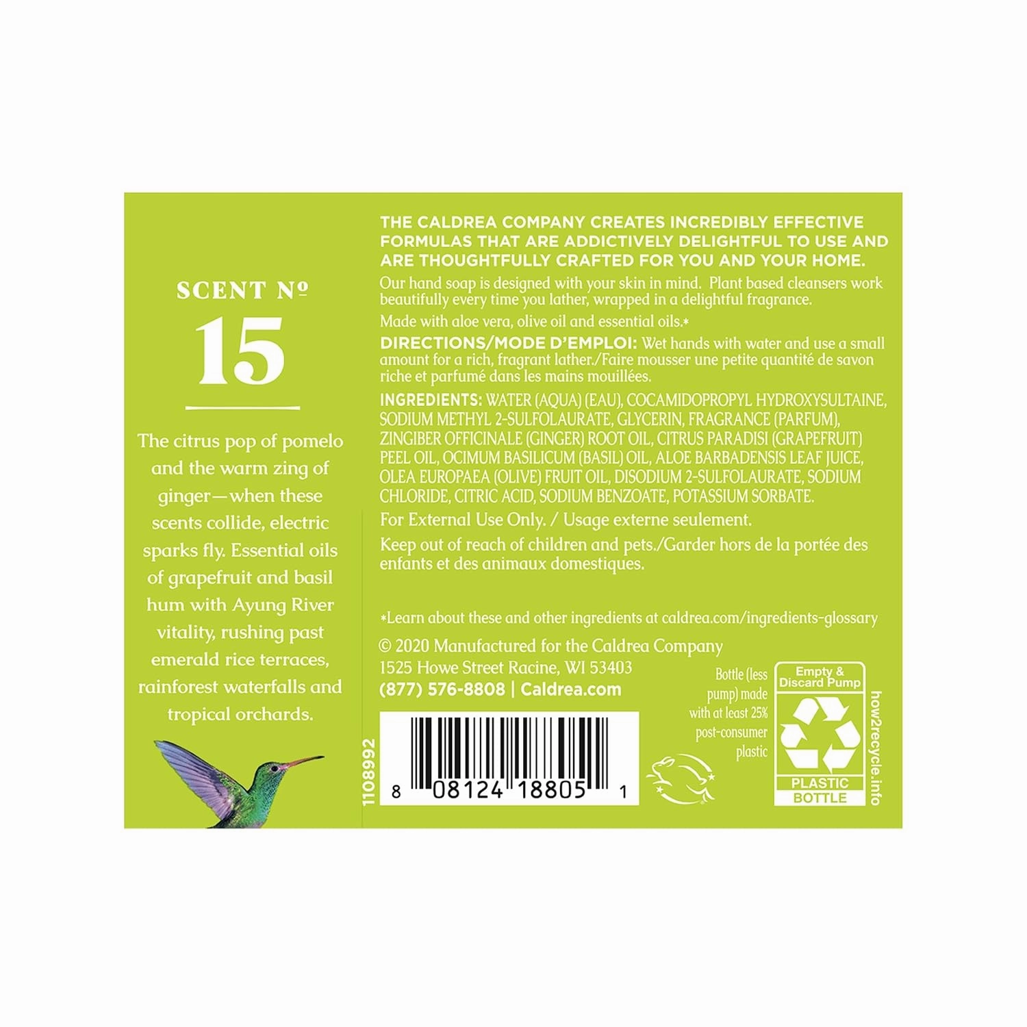 Caldrea Hand Wash Soap, Ginger Pomelo Scent, 10.8 oz