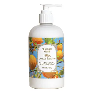 Camille Beckman Citrus Grove Scented Silky Body Cream, Daily Moisturizer for All Skin Types, Non-Greasy Vegan Formula to Nourish and Soften Hands and Body, 13 Ounce