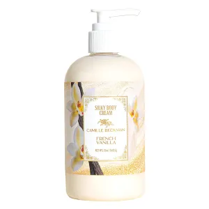Camille Beckman French Vanilla Scented Silky Body Cream, Daily Moisturizer for All Skin Types | Non-Greasy Vegan Formula to Nourish and Soften Hands and Body, 13 Ounce