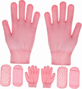 CANIGHT 2sets Spa Moisturizing Socks Gloves of Hydrating Foot and Hand Masks for Soft Smooth Skin Breathable Skin-Friendly Moisturizing Therapy for Dry Cracked