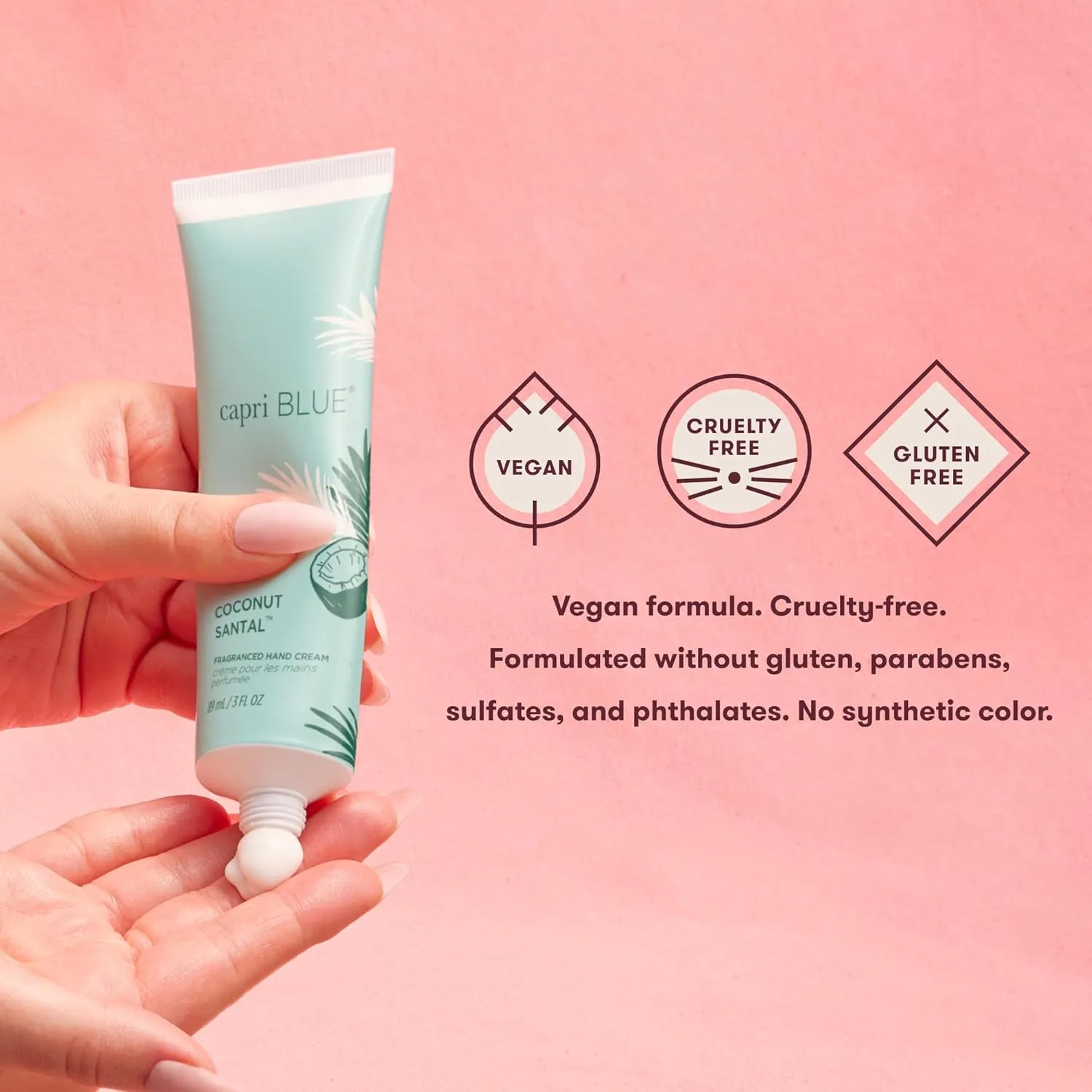 Capri Blue Moisturizing Hand Cream Travel Size – Flora Edit Collection – Nourishing Hand Cream for Dry Cracked Hands with Jojoba Oil & Shea Butter – Purse Essentials – Skin Care (Coconut Santal, 3 oz)